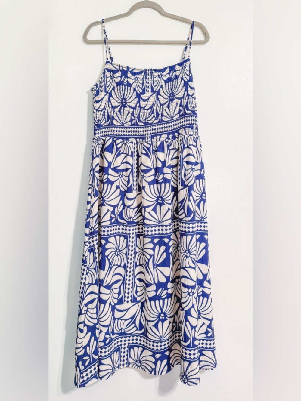 Blue and White Floral Midi Sundress XL